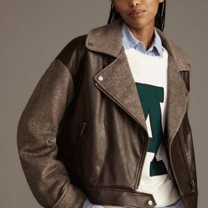 By Anthropologie Twill Cocoon Motto Jacket Size L NWT